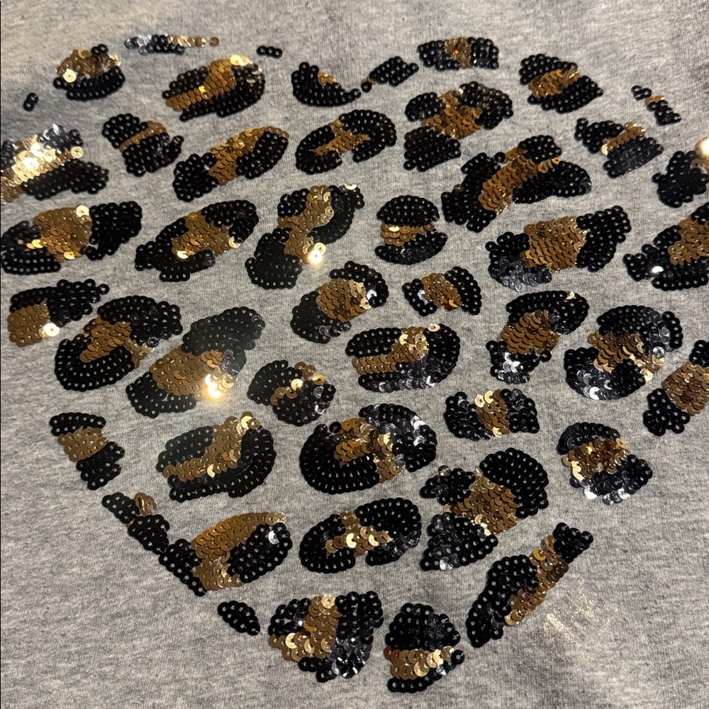 Victoria's Secret PINK Heathered Sequins Leopard Heart Zip-Up Hoodie - Picture 10 of 14